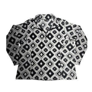 Eddie Bauer Women 2XL Fleece Pullover Quarter Zip Geometric Southwest Pattern